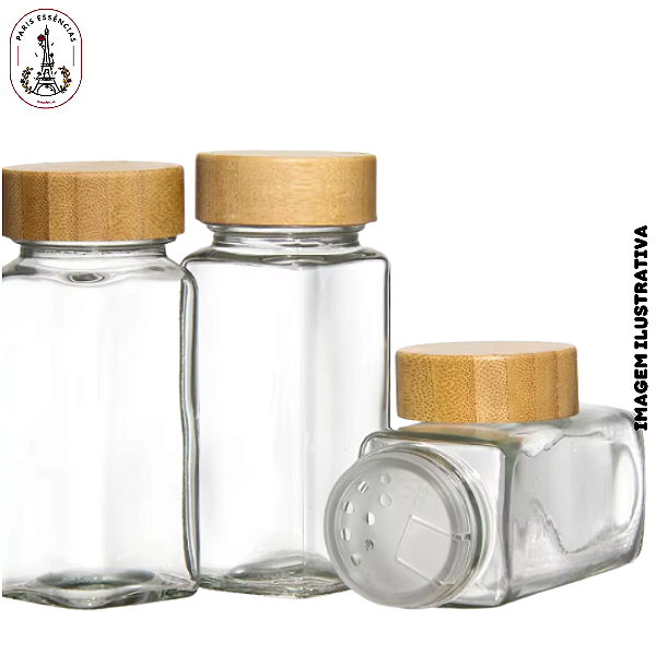 Pote de Vidro c/Tampa Plástica Cor Bambu  - 120ml (UN)