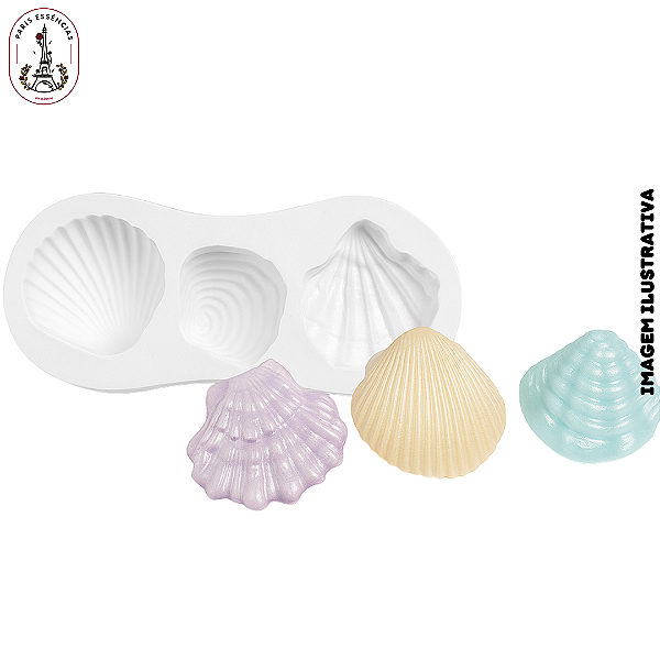 Molde De Silicone Concha  - 3 Cavidades