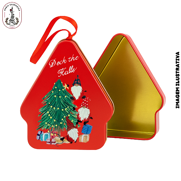 Pote Decorativo de Metal – Árvore de Natal Vermelha (UN)