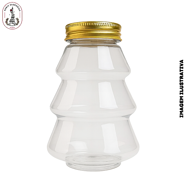 Pote Plástico Formato Pinheiro com Tampa Dourada - 200ml