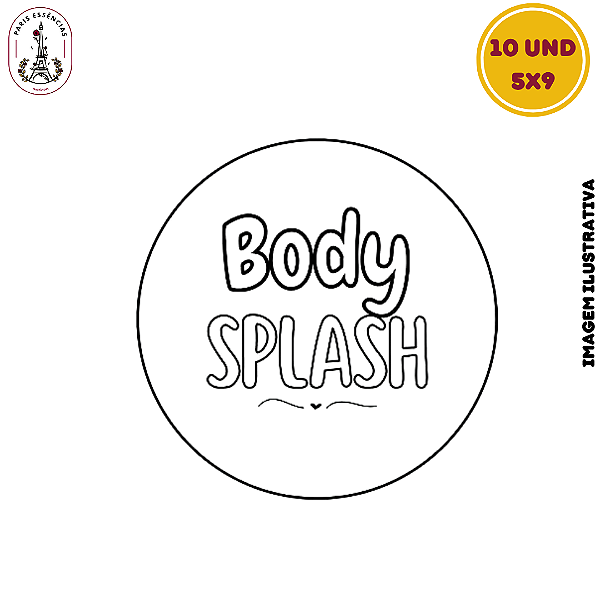 Etiqueta Body Splash Vinil 5x9 Cartela c/10un
