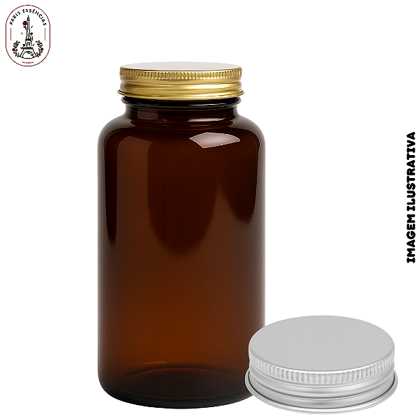 Pote Plástico Âmbar c/Tampa Alumínio - 330ml