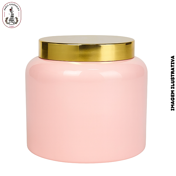 Pote Plástico Rosa c/Tampa Dourada - 1 Litro