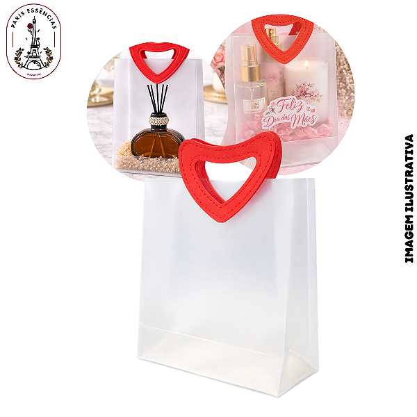 Sacola Transparente PVC Alça Coração - 16x8x18,5cm (UN)