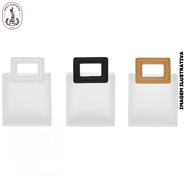 Sacola Transparente em PVC com Alça Quadrada Cores - 14X16X7cm Unidade