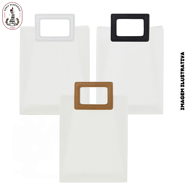 Sacola Transparente em PVC com Alça Quadrada Cores - 16x19x8cm Unidade