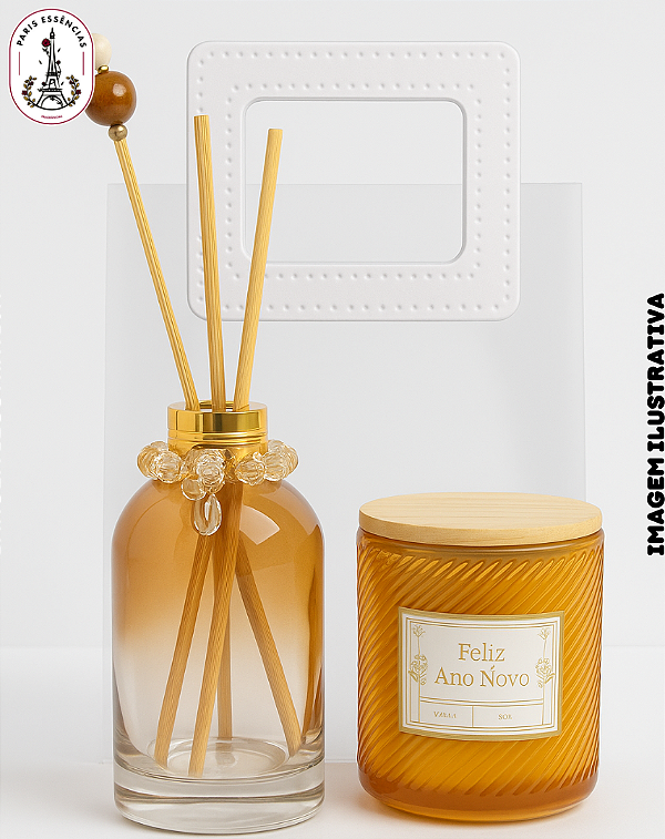 Kit Luxo Sensorial – Vela + Vidro para Aromatizador Luxo + Sacola