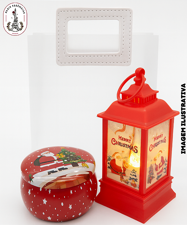 Kit Celebração Natalina – Com Vela Decorativa, Luminária e Sacola Elegante