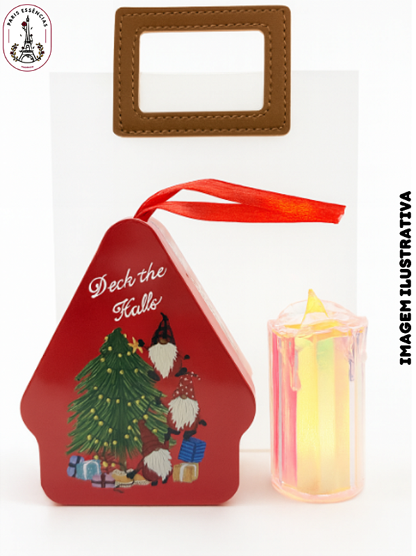 Kit Luz do Natal – Lata Decorativa com Vela Led e Sacola PVC