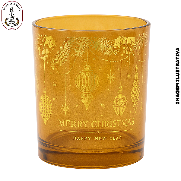 Copo p/Vela Natalino Champagne/Ouro - 400ml (UN)