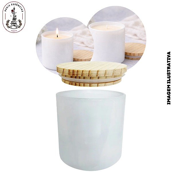 Copo para Vela Branca C/Tampa em Madeira - 200ml (UN)