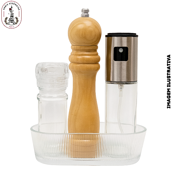 Kit Gourmet Completo – Moedores + Borrifador p/ Azeite + Petisqueira