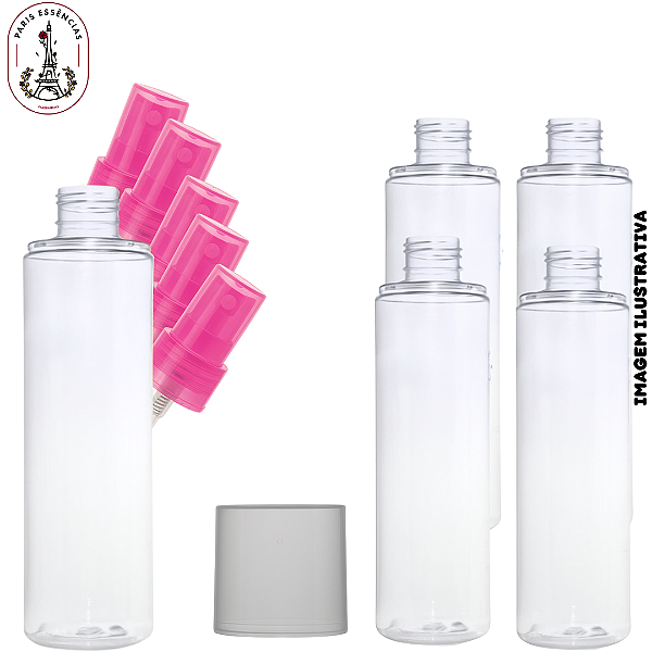 Kit 5 Frasco p/ Body Splash - 200ml Baixo Spray Rosa Lisa