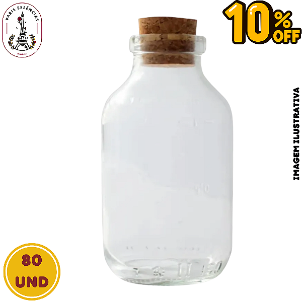 Kit 80 Vidros Penicilina Gordo Baixo c/Rolha - 120ml