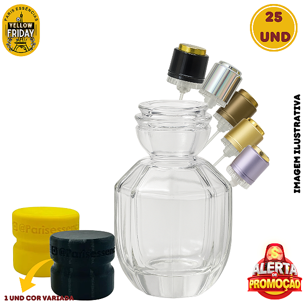 Kit 25 Vidro Recrave 100ml + Válvula Cores + sobretampa Flor Cristal + Dispositivo