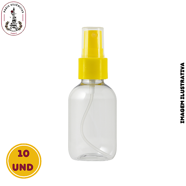 Kit 10 Frascos Pet 100ml c/Válvula Spray Amarela