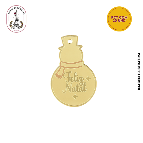 Tag Acrílico Boneco de Neve 4x4  (10un)