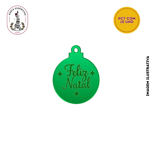 Tag Acrílico Bola de Natal Sortidos 4x4 (10un)