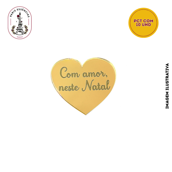 Tag Acrílico Coração Sortidas 4x4  (10un)