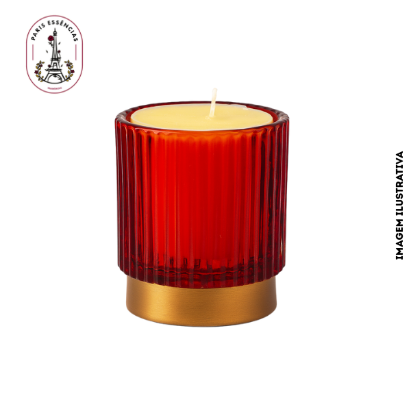 Porta Vela de Vidro Decor 150ml Vermelho