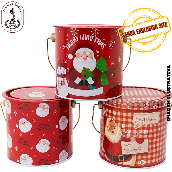 Pote Natalino Redondo Alto Metal Sortido - 900ml (UN)