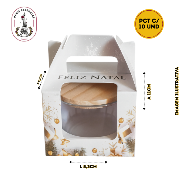 Caixa Maleta p/copo Whisky branca (natal) c/10un