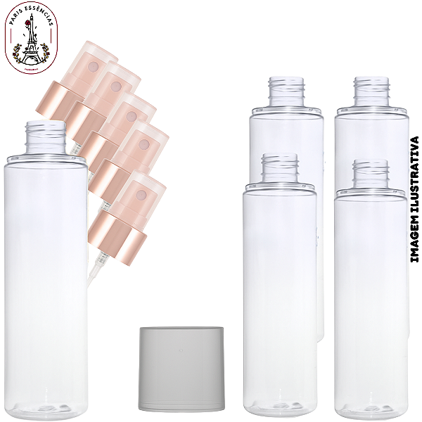 Kit 5 Frasco p/ Body Splash - 200ml Baixo Spray Semi Luxo Rosé