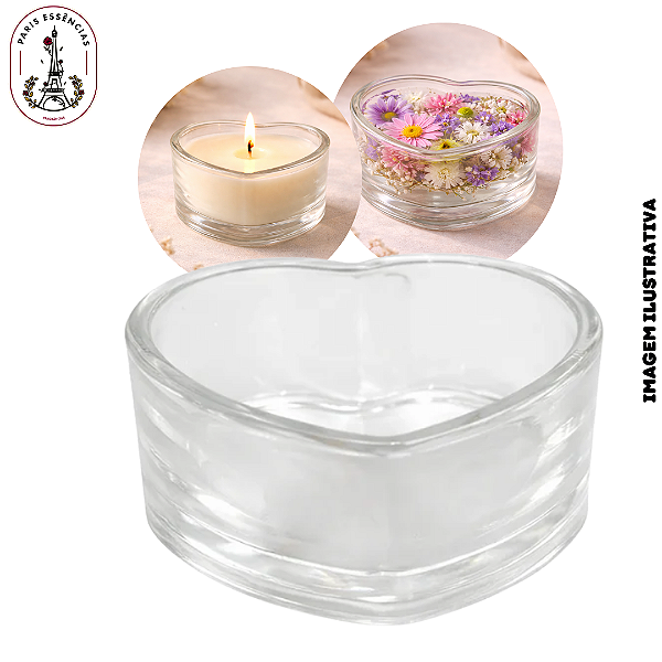 Castiçal de Vidro Formato Coração - 100ml (UN)