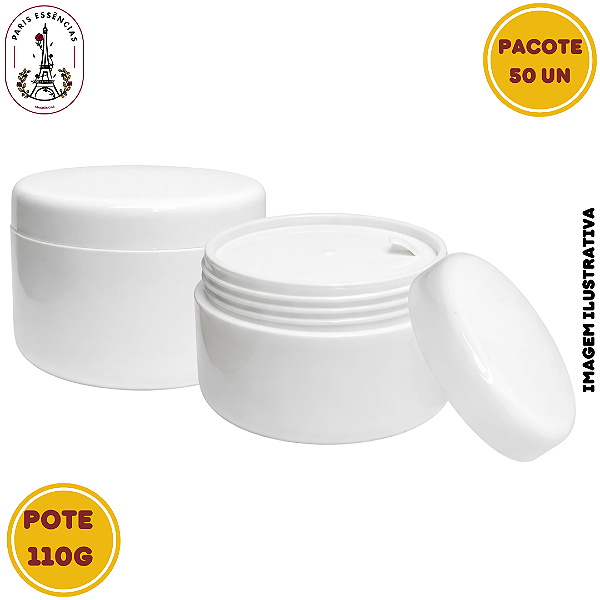Kit 50 Pote Plástico Branco c/Batoque - 110g