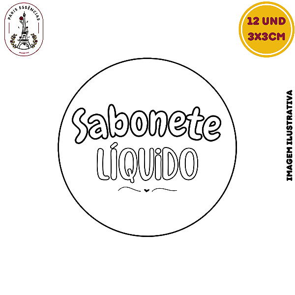 Etiqueta Sabonete Líquido Vinil 3x3 Cartela c/12un