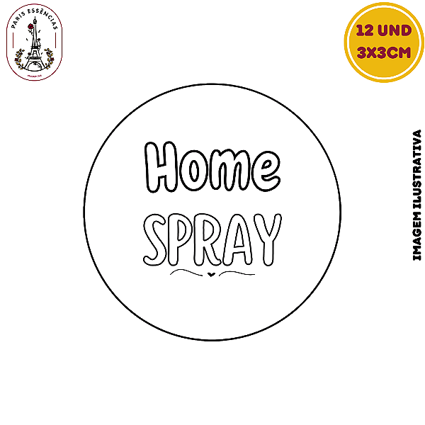 Etiqueta Home Spray Vinil 3x3 Cartela c/12un