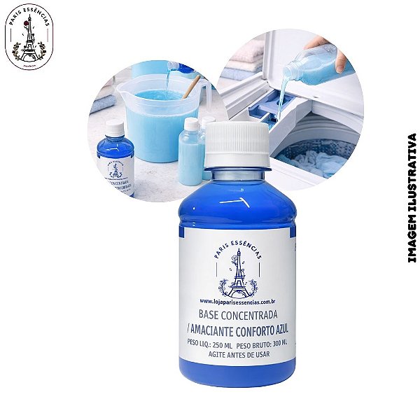 Base Concentrada p/Amaciante Conforto Azul 250ml - Rende 25 Litros