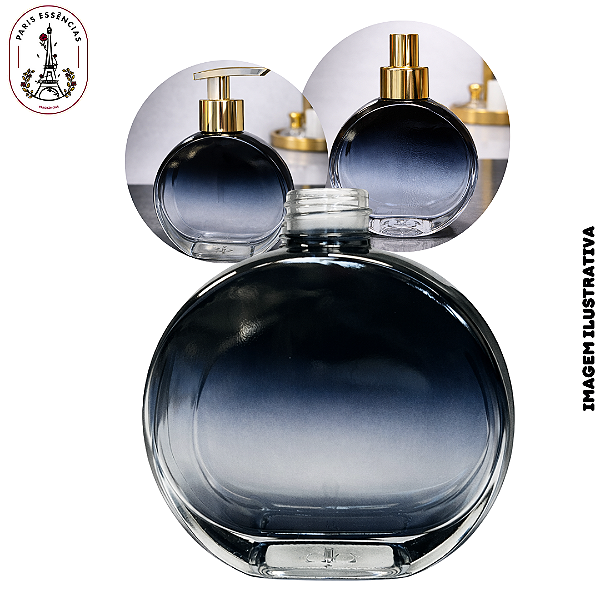 Vidro Circular 200ml Preto Azulado Dégradé - Rosca 28/410