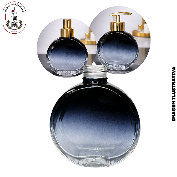 Vidro Circular 150ml Preto Azulado Dégradé - Rosca 28/410