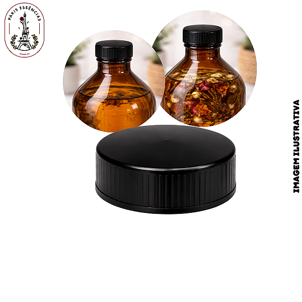 Kit 100 Tampa Pluma Preta Riscada - Rosca: 31/400