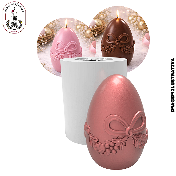 Molde De Silicone Ovo de Páscoa com Laço - 1 Cavidade (UN)