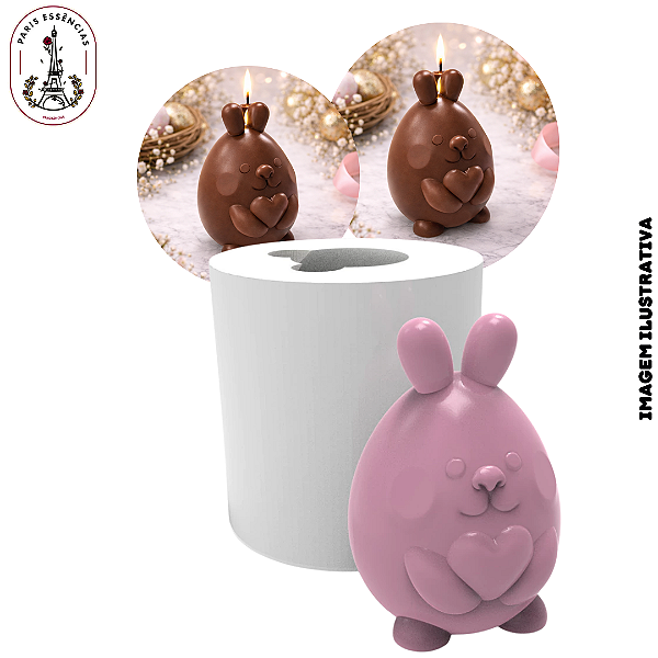 Molde De Silicone Ovo de Páscoa em Formato de Coelho - 1 Cavidade (UN)