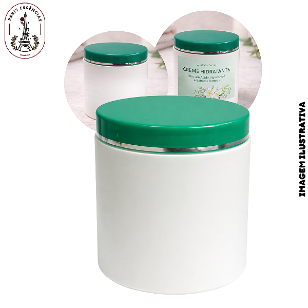 Pote Plástico Perolado c/Tampa Verde - 500ml