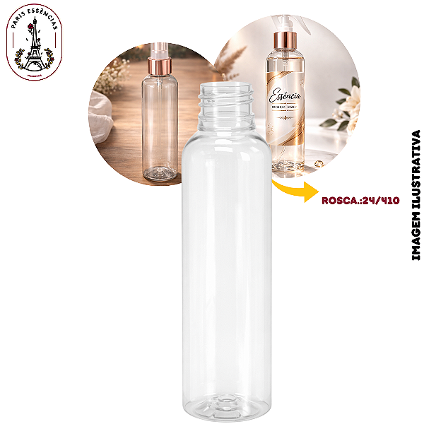 Frasco Pet Sil Reto Ombro Curvo Cristal 200ml - Rosca 24/410 (UN)