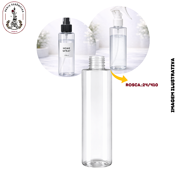 Frasco Pet Cil Reto Cristal 200ml - Rosca 24/410 (UN)