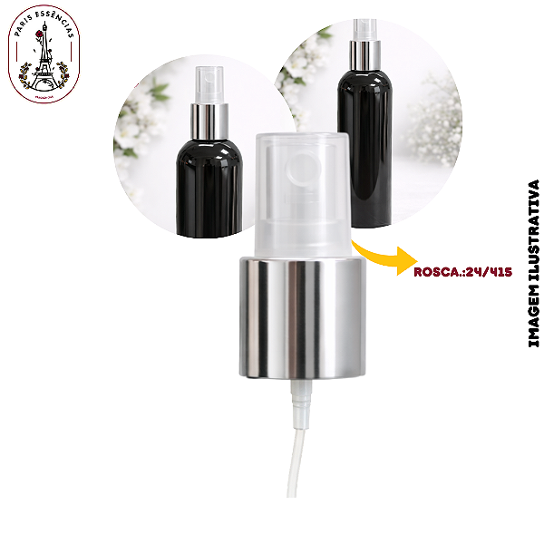 Válvula Spray Luxo Prata Capa Transparente Cano Curto R.:24/415 - (UN)