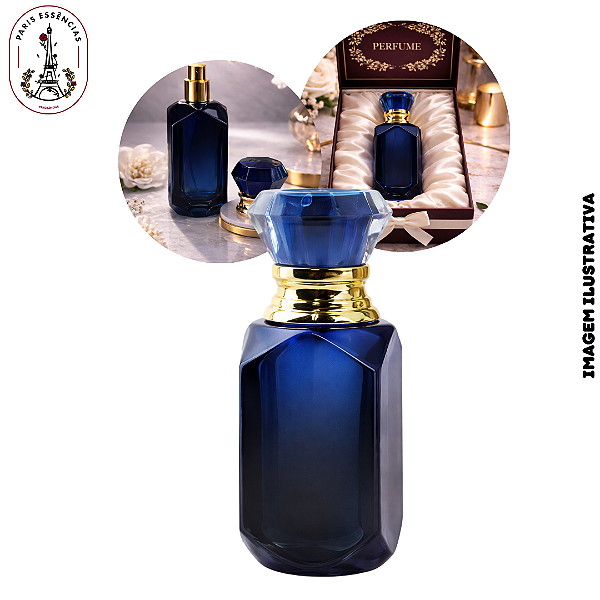 Porta Perfume 30ml Vidro Luxo Azul/Preto – (UN)