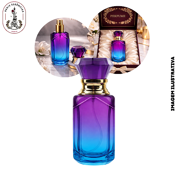 Porta Perfume 30ml Vidro Luxo Lilás/Azul – (UN)