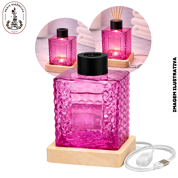 Vidro Difusor Rosa 200ml com Base Luminosa – (UN)