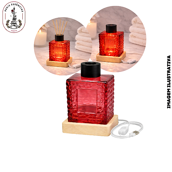 Vidro Difusor Vermelho 120ml com Base Luminosa – (UN)
