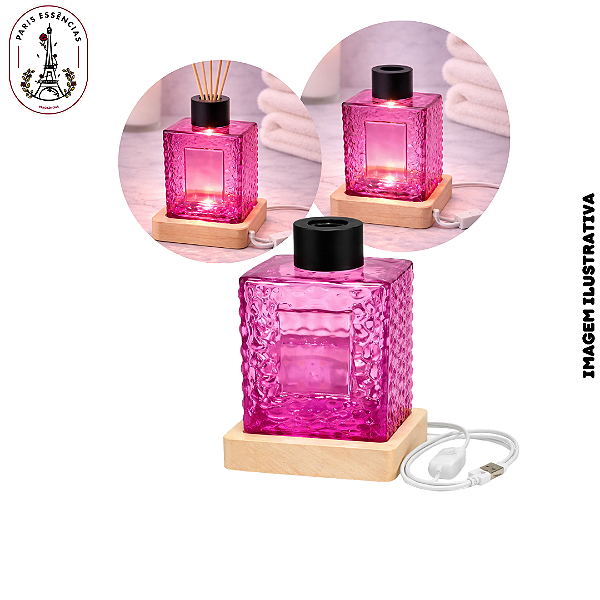 Vidro Difusor Rosa 120ml com Base Luminosa – (UN)