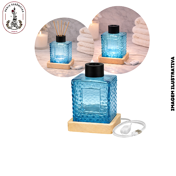 Vidro Difusor Azul 120ml com Base Luminosa – (UN)