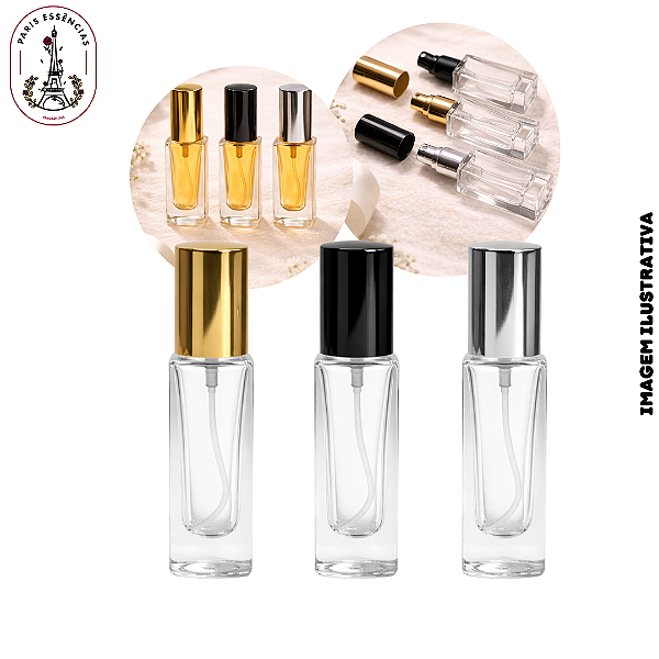 Porta Perfume Mini Square 5ml c/Spray Luxo Cores - (UN)