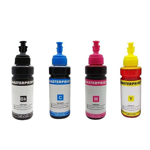 KIT DE 04 TINTAS REFIL HP - 100ML (4 CORES - PRETO/AMARELO/MAGENTA/CIANO)