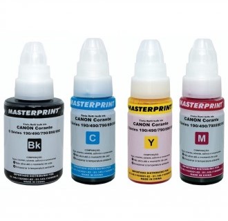 KIT DE 4 TINTAS COMPATIVEIS CANON - MAGENTA 70ML, CIANO 70ML, AMARELO 70ML E PRETO 135ML